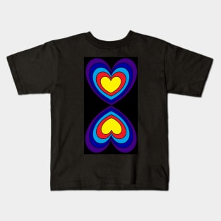 Mirror Image Rainbow Hearts on Black Kids T-Shirt